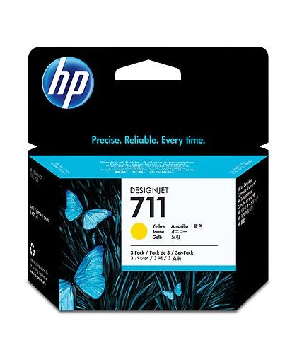 HP 711 gele DesignJet inktcartridges, 29 ml, 3-pack inktcartridge