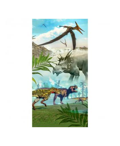 Goodmorning strandlaken Dinoworld - polyvelours terry - 75 x 150 cm
