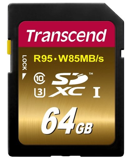 Transcend 64GB, SDXC UHS-I (U3) 64GB SDXC UHS Class 10 flashgeheugen