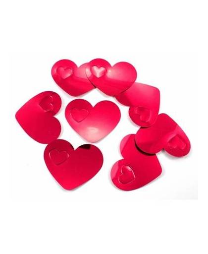 50x mega confetti rode hartjes - valentijn / bruiloft confetti