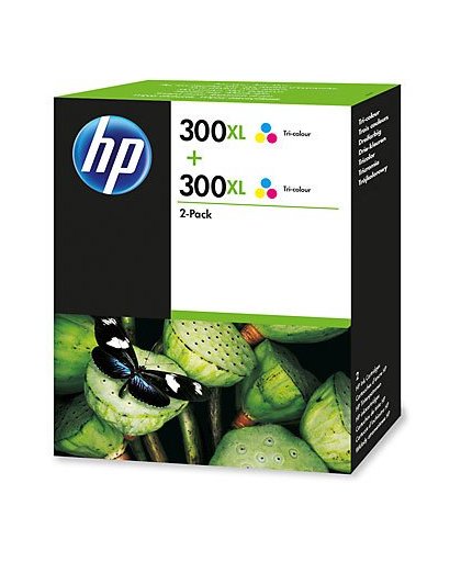 HP 300XL originele high-capacity drie-kleuren inktcartridges, 2-pack inktcartridge