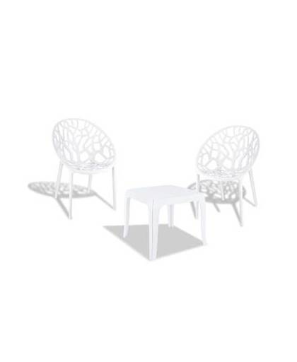 24designs bistroset crystal wit - 3-delige tuinset voor terras en balkon - 2 stoelen + tafel