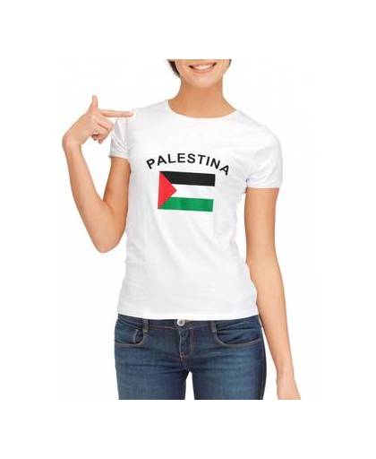Wit dames t-shirt met vlag van palestina xl