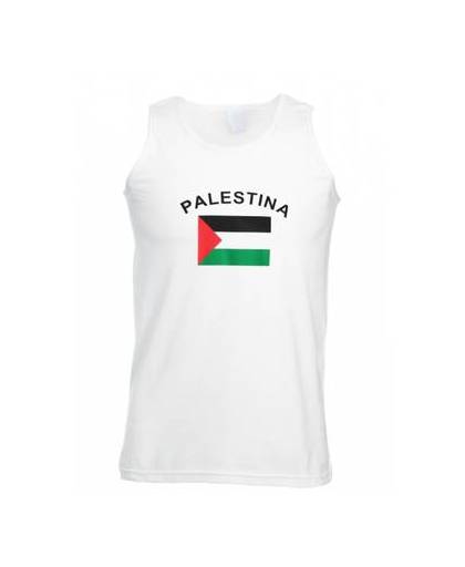 Witte tanktop met vlag palestina 2xl