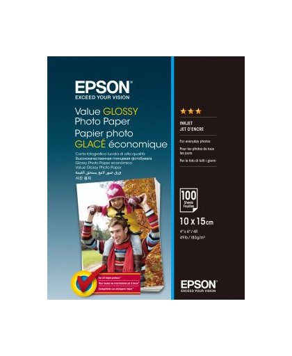 Epson Value Glossy Photo Paper - 10x15cm - 100 Vellen pak fotopapier