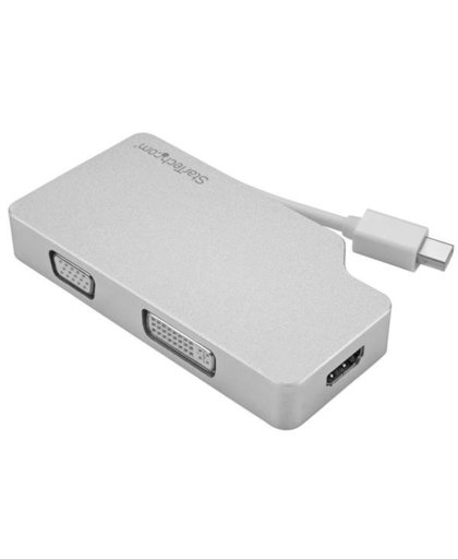 StarTech.com Aluminium A/V reisadapter: 3-in-1 Mini DisplayPort naar VGA, DVI of HDMI 4K kabeladapter/verloopstukje