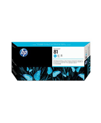 HP 81 cyaan DesignJet printkop en printkopreiniger voor kleurstofinkt