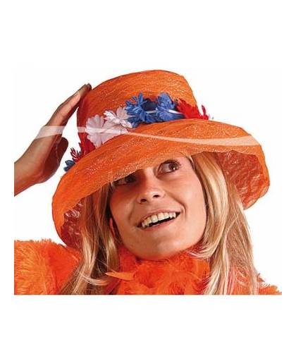 Oranje hoed met bloemen