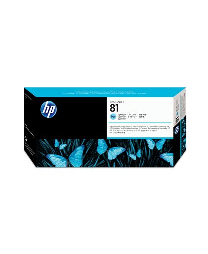 HP 81 licht-cyaan DesignJet printkop en printkopreiniger voor kleurstofinkt
