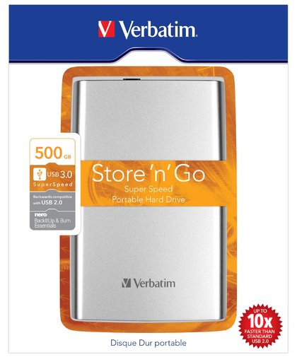 Verbatim Store 'n' Go externe harde schijf 500 GB Zilver
