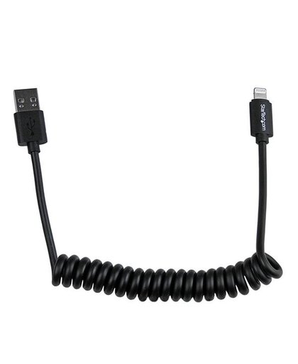 StarTech.com 60 cm gekrulde zwarte Apple 8-polige Lightning connector naar USB-kabel voor iPhone / iPod / iPad mobiele telefoonkabel