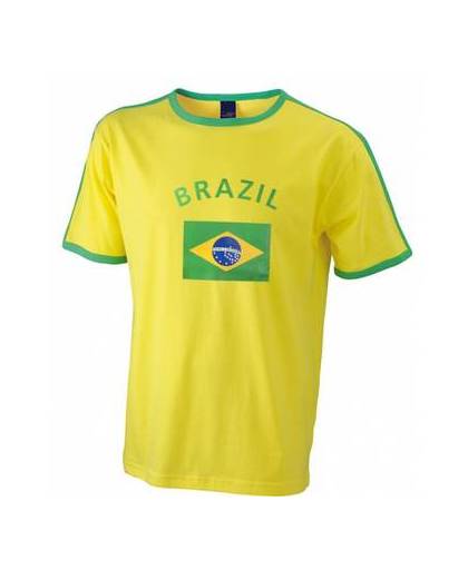 Geel heren shirt vlag brazilie 2xl