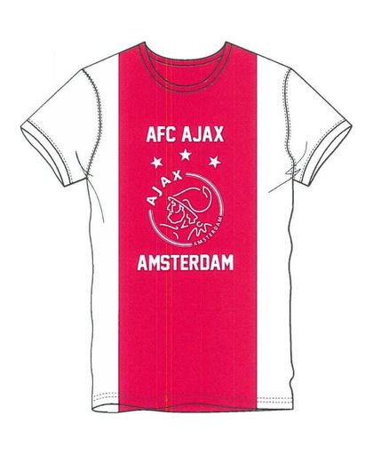 t-shirt wit/rood/wit, maat 152