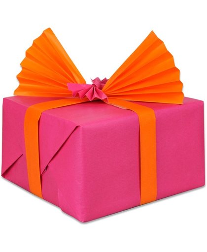 dubbelzijdig cadeaupapier roze/oranje, 3 m