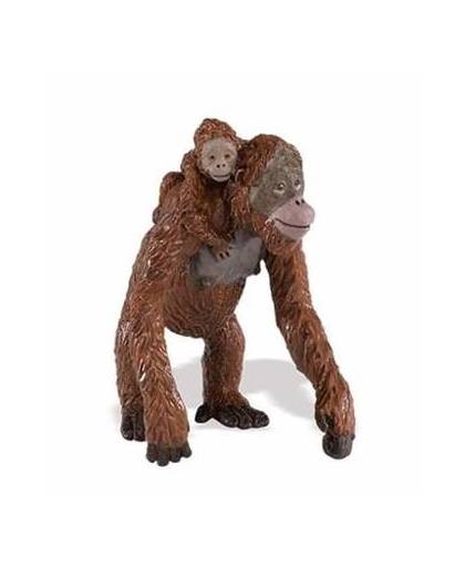 Plastic orang oetan aap met baby 9 cm