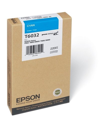 Epson inktpatroon Cyan T603200 220 ml inktcartridge