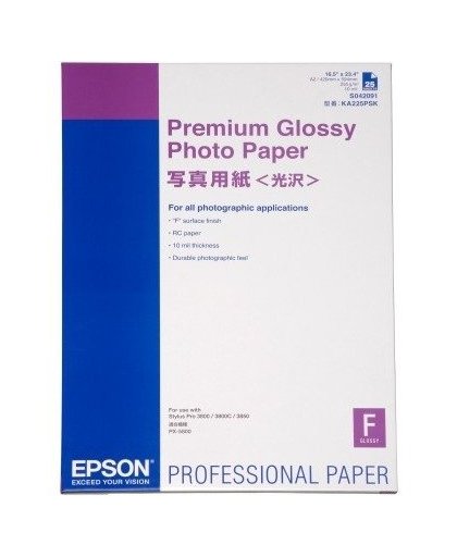 Epson Premium Glossy Photo Paper, DIN A2, 255g/m², 25 Vel pak fotopapier