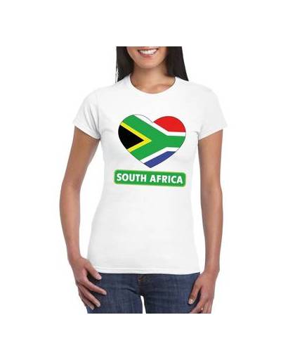 Zuid afrika t-shirt met zuid afrikaanse vlag in hart wit dames xl