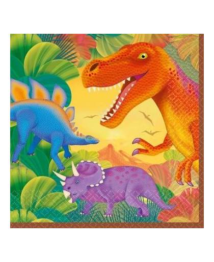 Dinosaurus feest servetten - 16 stuks - dino wegwerpservetten