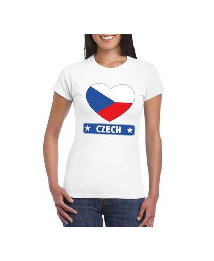Tsjechie t-shirt met tsjechische vlag in hart wit dames m