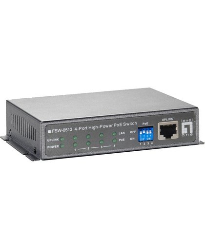LevelOne FSW-0513 Fast Ethernet (10/100) Power over Ethernet (PoE) Zwart, Grijs