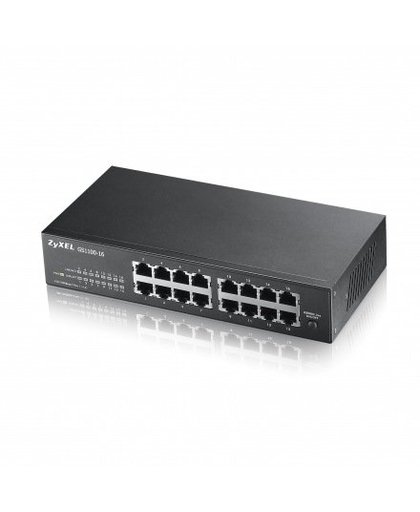 ZyXEL GS1100-16 Unmanaged Gigabit Ethernet (10/100/1000) Zwart