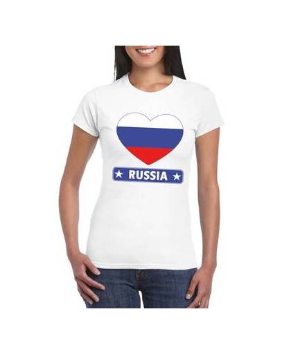 Rusland t-shirt met russische vlag in hart wit dames xl
