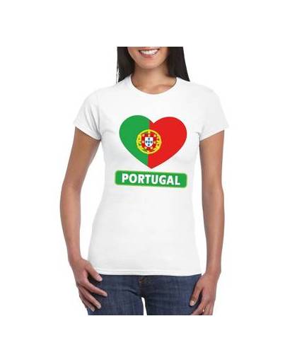 Portual t-shirt met portugese vlag in hart wit dames l