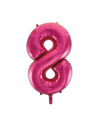 Cijfer 8 folie ballon roze van 86 cm