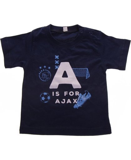 baby t-shirt jongens blauw: A is for Ajax, maat 50/56