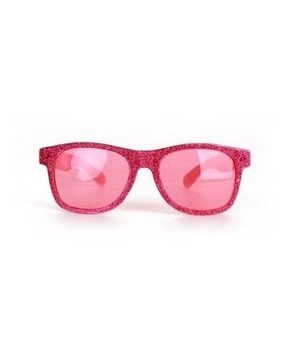 Roze zonnebril glitters voor volwassenen