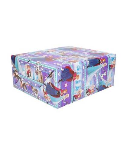 Inpakpapier frozen paars/blauw op rol - 200 x 70 cm - cadeaupapier / kadopapier