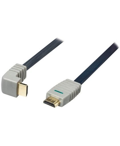 Blue - HDMI met ethernetkabel - HDMI (M) naar HDMI (M) - 1 m - grijs, blauw - 270° connector, vlak
