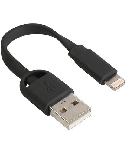 - Lightning-kabel - USB (M) recht naar Lightning (M) recht - 6 cm - zwart - vlak - voor Apple iPad/iPhone/iPod (Lightning)