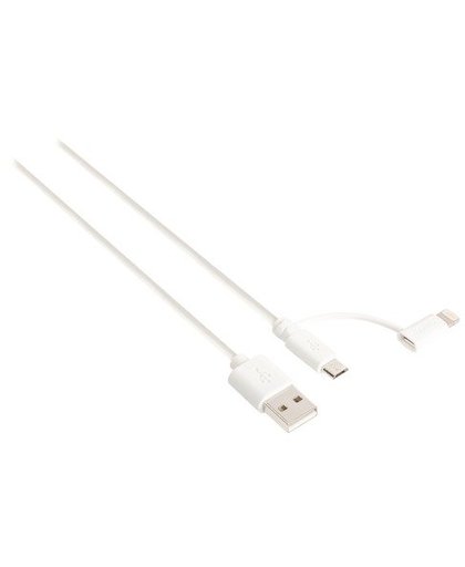 2-in-1 Sync and Charge Cable - Oplaad- / datakabel - Lightning / USB - micro-USB type B, Lightning (M) recht naar USB (M) recht - 1 m - wit - rond