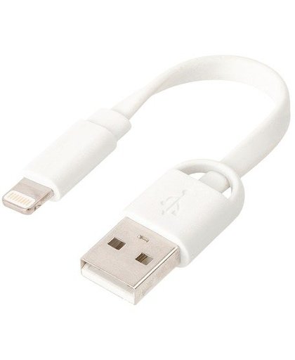 - Lightning-kabel - USB (M) recht naar Lightning (M) recht - 6 cm - wit - vlak - voor Apple iPad/iPhone/iPod (Lightning)
