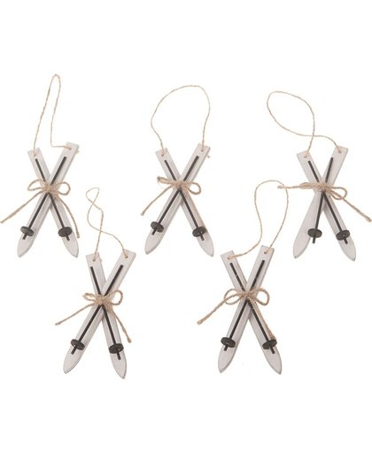 houten ski hangers, 5 stuks