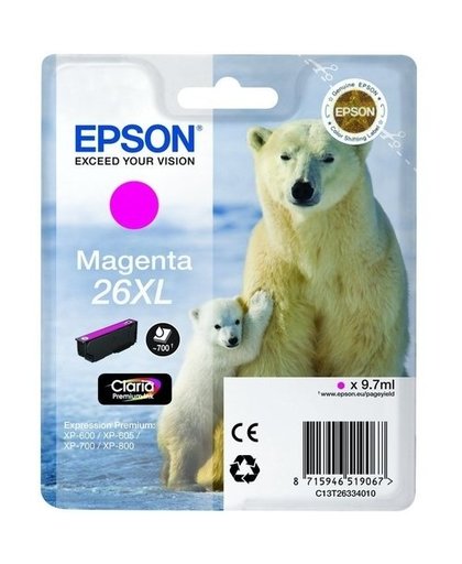 Epson Singlepack Magenta 26XL Claria Premium Ink inktcartridge