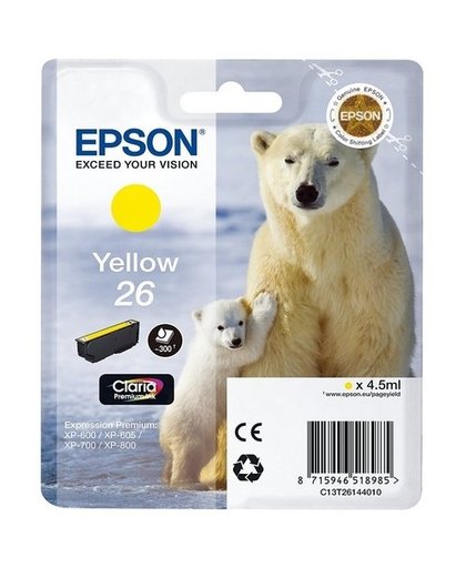 Epson Singlepack Yellow 26 Claria Premium Ink inktcartridge