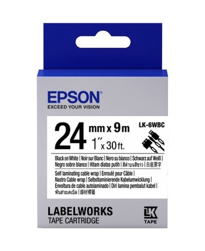Epson Cable Wrap Tape- LK-6WBC Cable wrap Blk/Wht 24/9 labelprinter-tape