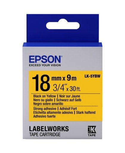 Epson Strong Adhesive Tape - LK-5YBW Strng adh Blk/Yell 18/9 labelprinter-tape
