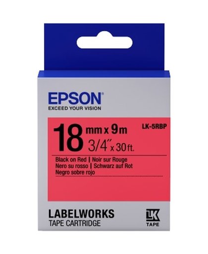 Epson Pastel Tape - LK-5RBP Pastel Blk/Red 18/9 labelprinter-tape