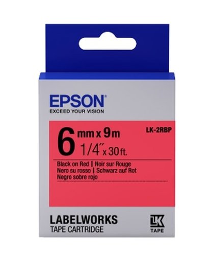 Epson Pastel Tape - LK-2RBP Pastel Blk/Red 6/9 labelprinter-tape