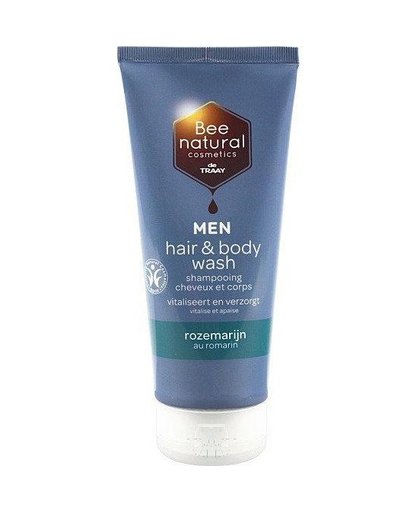 Bee natural men hair & body wash rozemarijn, 200 ml