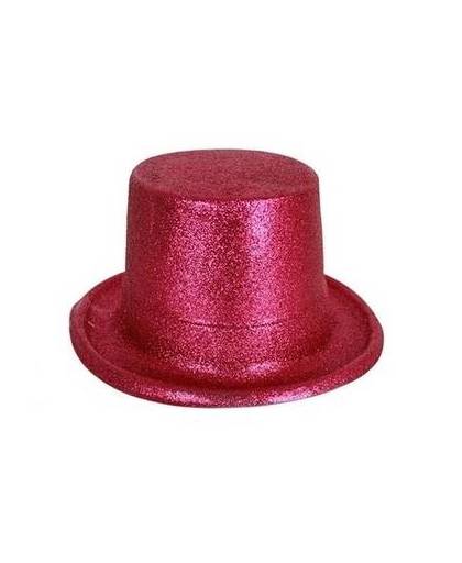Roze hoge hoed glitters voor volwassenen