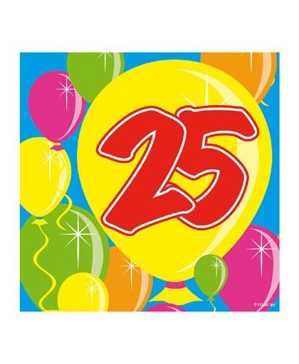 25 jaar servetten ballonnen - 25x25 cm - 20 stuks