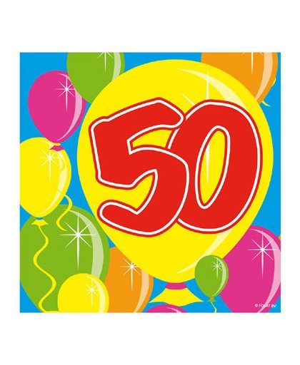 50 jaar servetten ballonnen - 25x25 cm