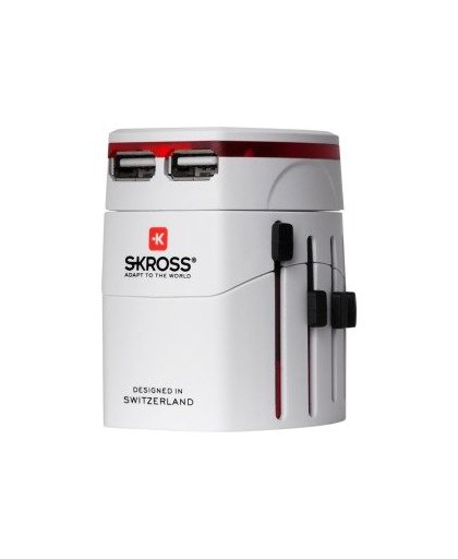 SKROSS World Travel Adapter 2 & USB Charger - Netspanningsadapter - wit