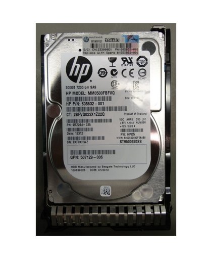 HPE Dual Port Midline - Vaste schijf - 500 GB - intern - 2.5" SFF - SAS 6Gb/s - 7200 tpm - met HP SmartDrivehouder