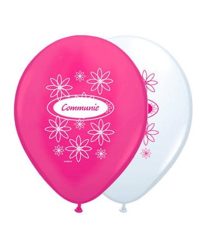 Communie ballonnen - 8 stuks - roze/wit